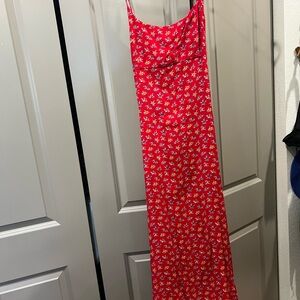 Red Floral Vintage Maxi Dress